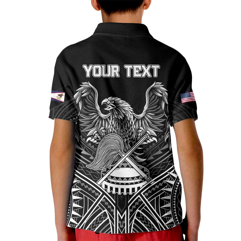 American Samoa Flag Day Kid Polo Shirt Bald Eagle With Polynesian Pattern