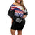 American Samoa Flag Day Off Shoulder Short Dress Bald Eagle With Polynesian Pattern