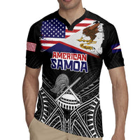 American Samoa Flag Day Rugby Jersey Bald Eagle With Polynesian Pattern