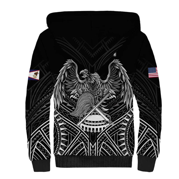 Personalised American Samoa Flag Day Sherpa Hoodie Bald Eagle With ...