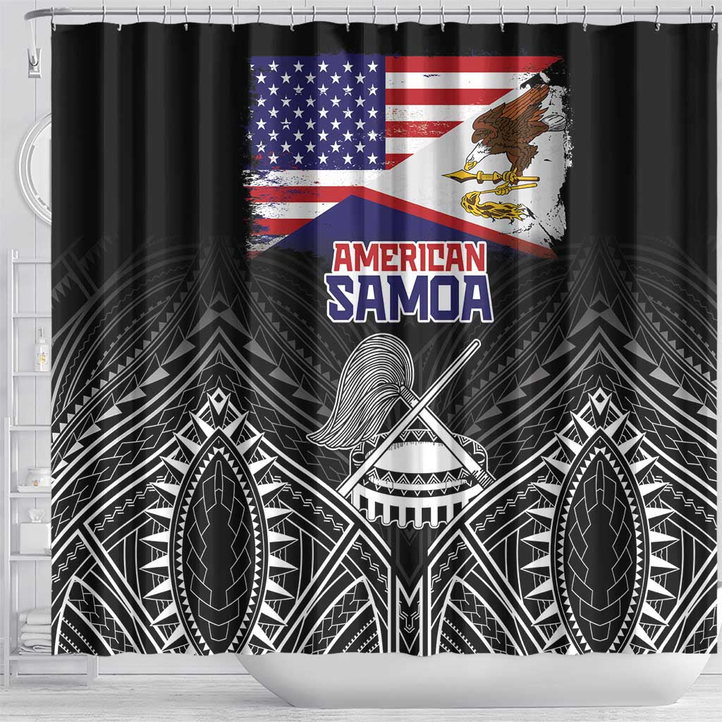 American Samoa Flag Day Shower Curtain Bald Eagle With Polynesian Pattern