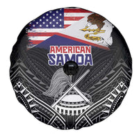 American Samoa Flag Day Spare Tire Cover Bald Eagle With Polynesian Pattern
