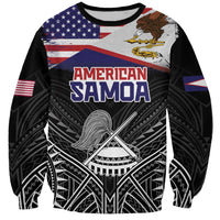 American Samoa Flag Day Sweatshirt Bald Eagle With Polynesian Pattern