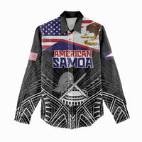 American Samoa Flag Day Women Casual Shirt Bald Eagle With Polynesian Pattern