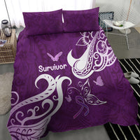 Fibromyalgia Awareness Bedding Set Polynesian Purple Ribbon