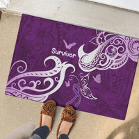 Fibromyalgia Awareness Rubber Doormat Polynesian Purple Ribbon