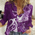 Personalised Fibromyalgia Awareness Women Casual Shirt Polynesian Purple Ribbon