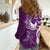 Personalised Fibromyalgia Awareness Women Casual Shirt Polynesian Purple Ribbon