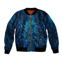 New Zealand Dream Catcher Bomber Jacket Maori Koru Pattern Blue Version