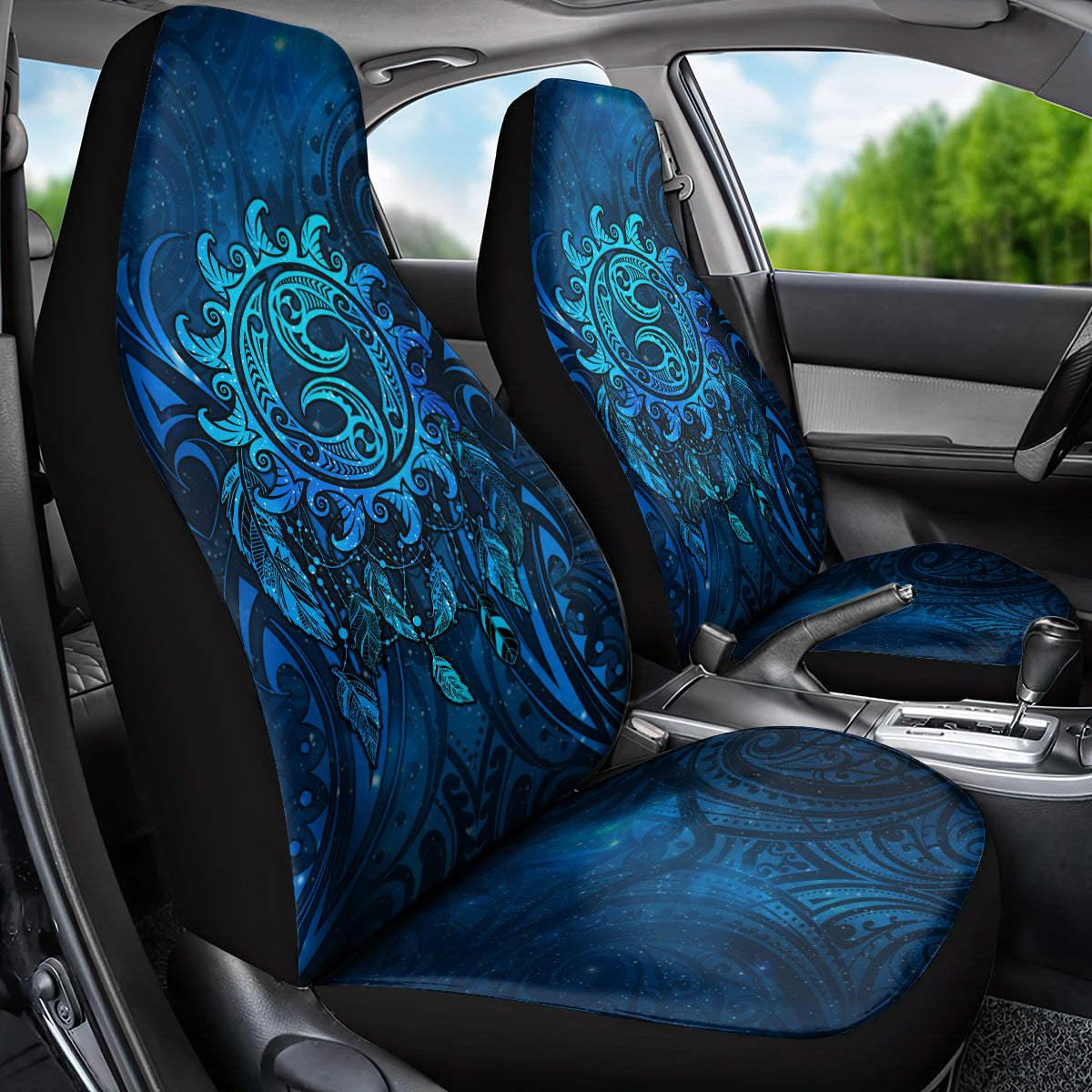 New Zealand Dream Catcher Car Seat Cover Maori Koru Pattern Blue Version