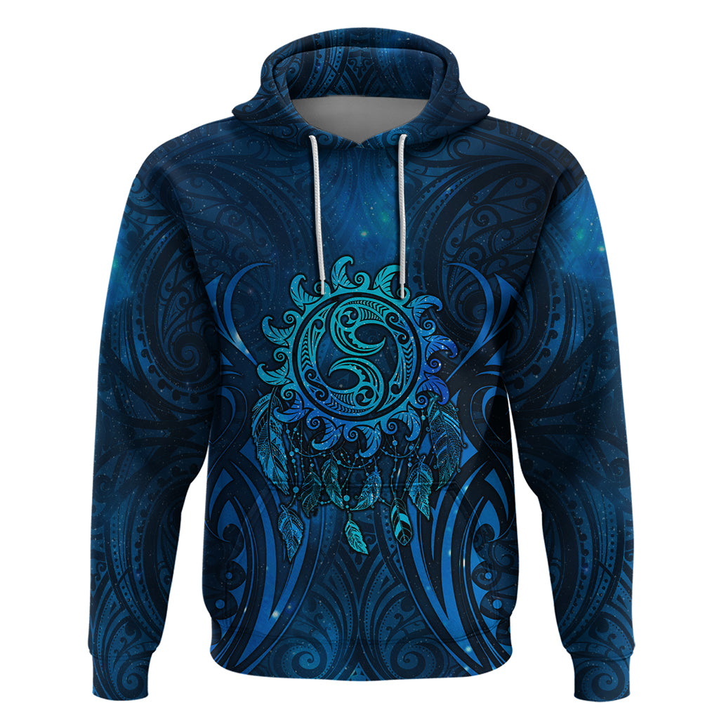 New Zealand Dream Catcher Hoodie Maori Koru Pattern Blue Version LT05 Pullover Hoodie Blue - Polynesian Pride