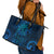 New Zealand Dream Catcher Leather Tote Bag Maori Koru Pattern Blue Version
