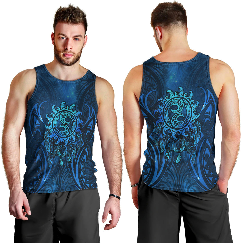 New Zealand Dream Catcher Men Tank Top Maori Koru Pattern Blue Version