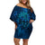 New Zealand Dream Catcher Off Shoulder Short Dress Maori Koru Pattern Blue Version