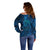 New Zealand Dream Catcher Off Shoulder Sweater Maori Koru Pattern Blue Version
