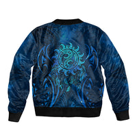 New Zealand Dream Catcher Sleeve Zip Bomber Jacket Maori Koru Pattern Blue Version