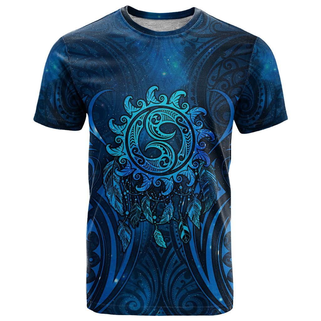 New Zealand Dream Catcher T Shirt Maori Koru Pattern Blue Version LT05 Blue - Polynesian Pride