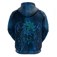 New Zealand Dream Catcher Zip Hoodie Maori Koru Pattern Blue Version