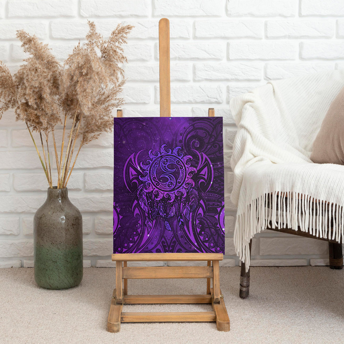 New Zealand Dream Catcher Canvas Wall Art Maori Koru Pattern Purple Version