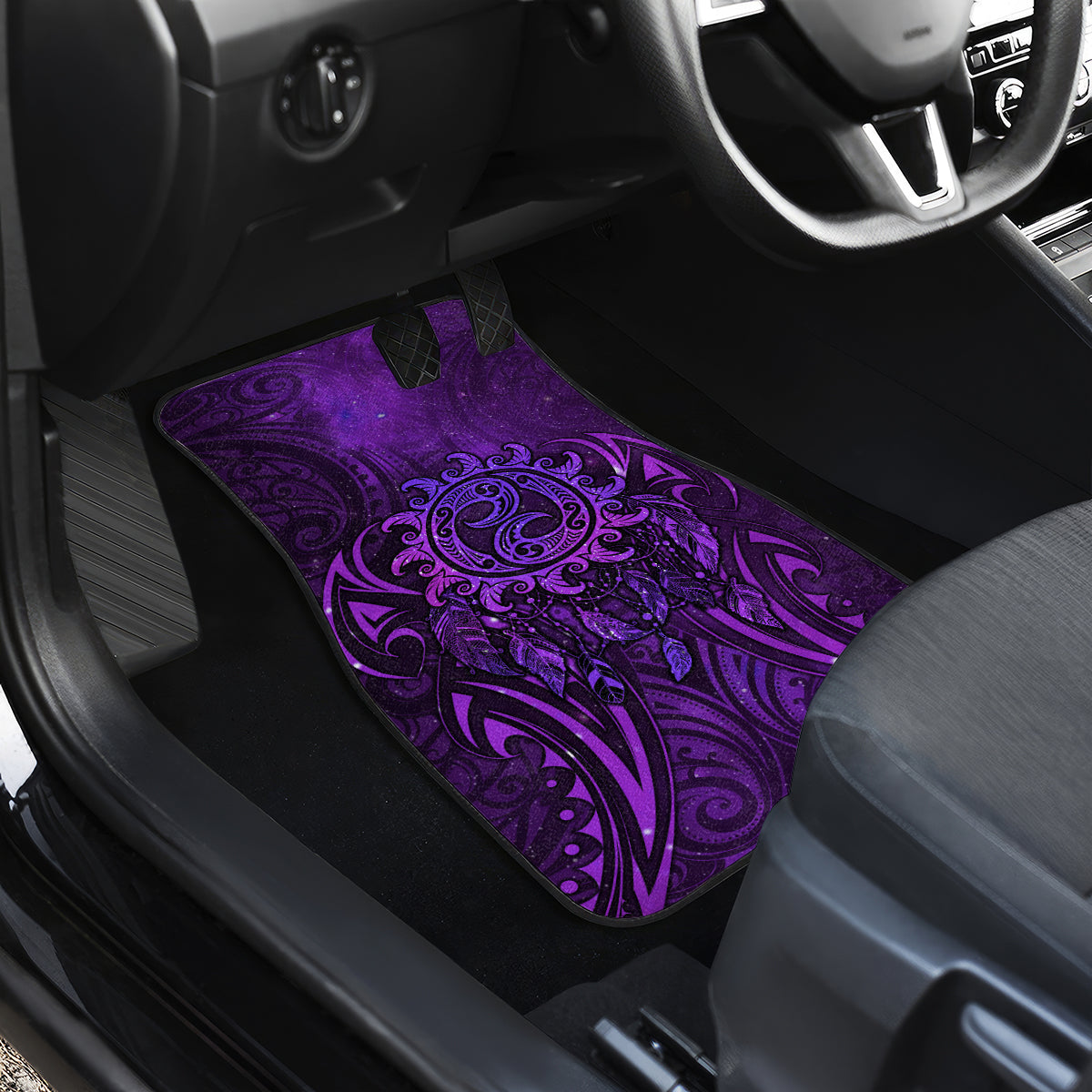 New Zealand Dream Catcher Car Mats Maori Koru Pattern Purple Version