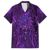 New Zealand Dream Catcher Family Matching Long Sleeve Bodycon Dress and Hawaiian Shirt Maori Koru Pattern Purple Version LT05 Dad's Shirt - Short Sleeve Purple - Polynesian Pride