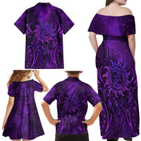 New Zealand Dream Catcher Family Matching Off Shoulder Maxi Dress and Hawaiian Shirt Maori Koru Pattern Purple Version