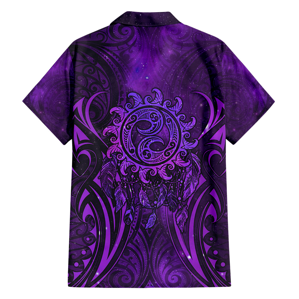 New Zealand Dream Catcher Family Matching Off Shoulder Maxi Dress and Hawaiian Shirt Maori Koru Pattern Purple Version