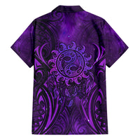 New Zealand Dream Catcher Family Matching Summer Maxi Dress and Hawaiian Shirt Maori Koru Pattern Purple Version
