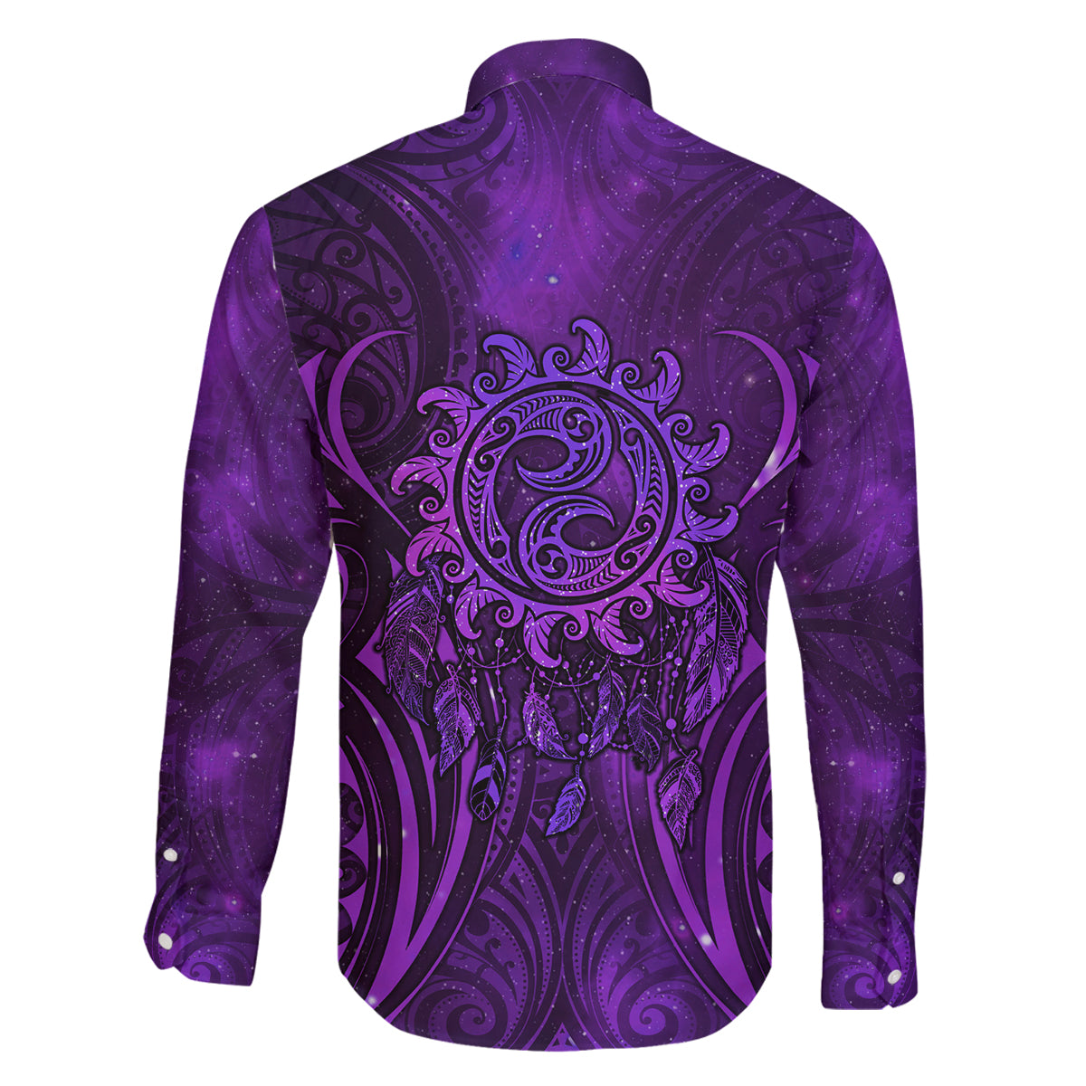 New Zealand Dream Catcher Family Matching Tank Maxi Dress and Hawaiian Shirt Maori Koru Pattern Purple Version LT05 - Polynesian Pride