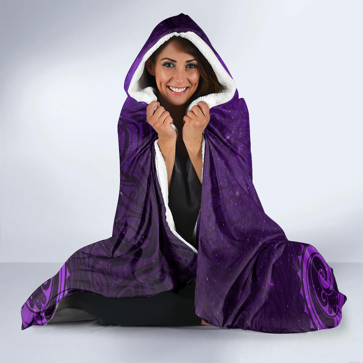 New Zealand Dream Catcher Hooded Blanket Maori Koru Pattern Purple Version LT05 - Polynesian Pride