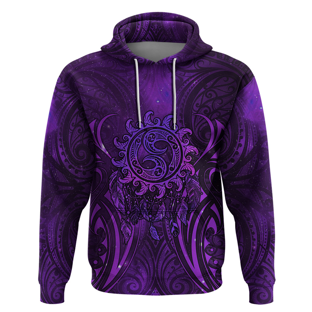 New Zealand Dream Catcher Hoodie Maori Koru Pattern Purple Version LT05 Pullover Hoodie Purple - Polynesian Pride