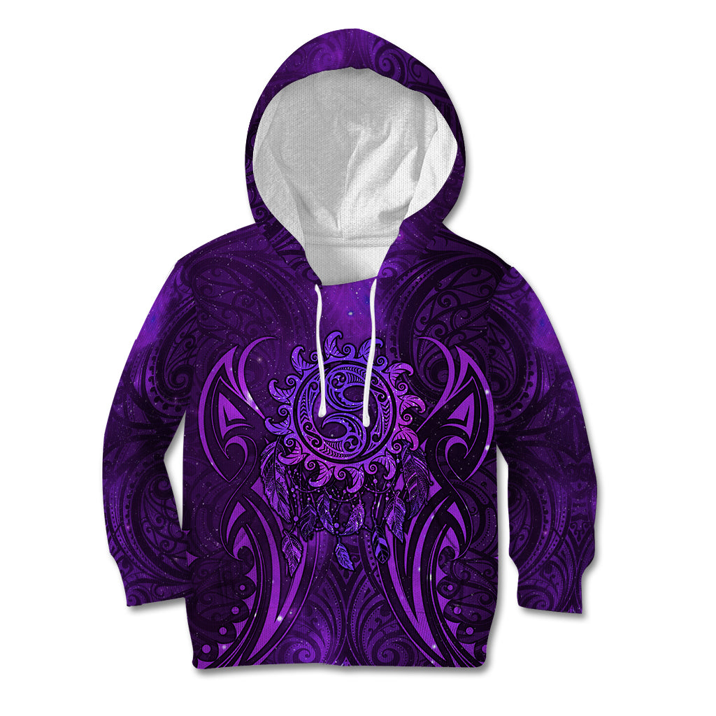 New Zealand Dream Catcher Kid Hoodie Maori Koru Pattern Purple Version LT05 Hoodie Purple - Polynesian Pride