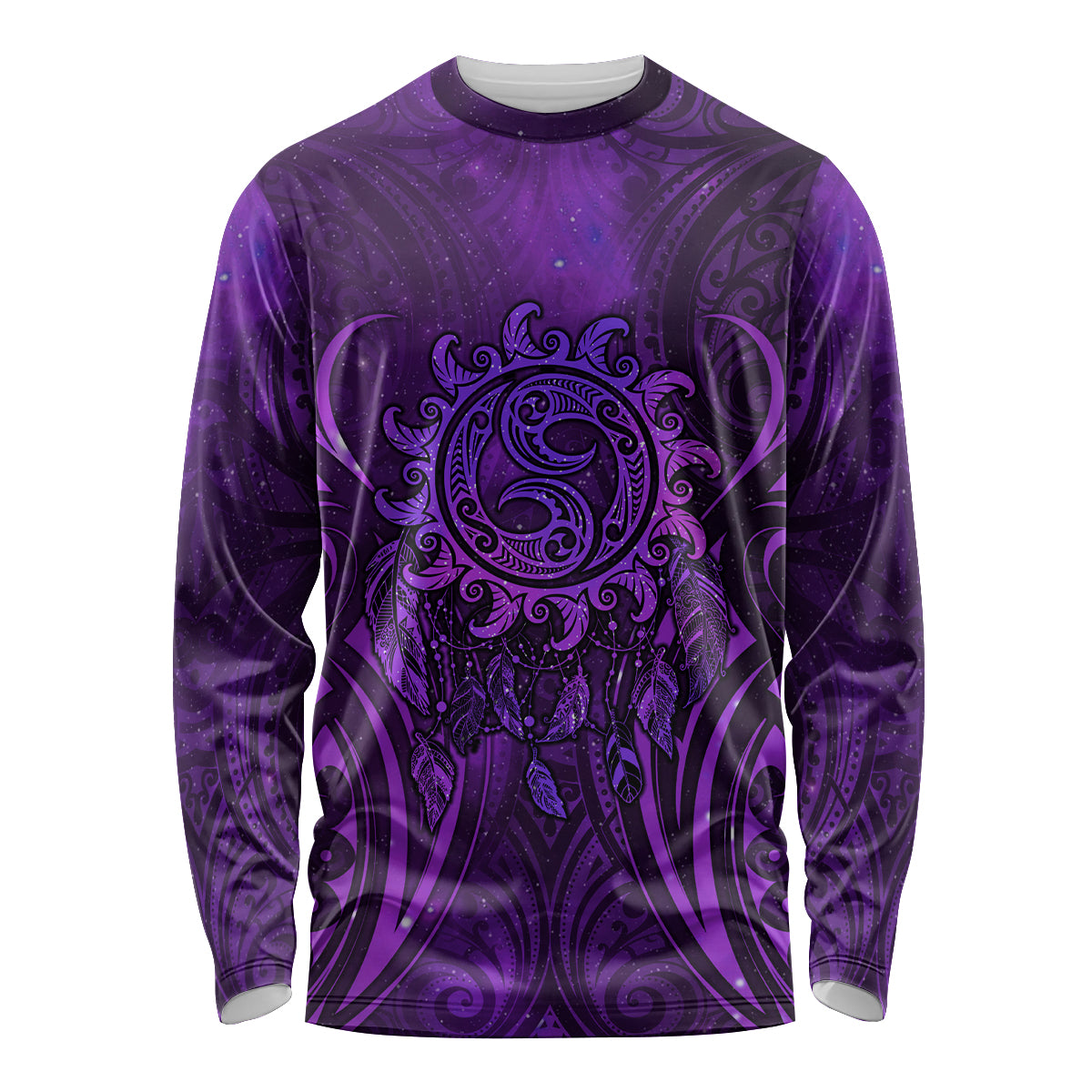 New Zealand Dream Catcher Long Sleeve Shirt Maori Koru Pattern Purple Version LT05 Unisex Purple - Polynesian Pride