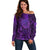 New Zealand Dream Catcher Off Shoulder Sweater Maori Koru Pattern Purple Version
