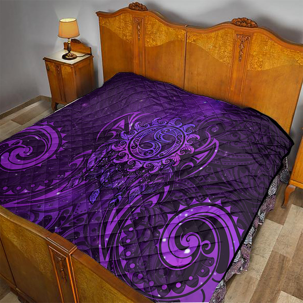 New Zealand Dream Catcher Quilt Maori Koru Pattern Purple Version