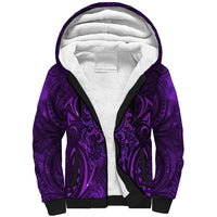 New Zealand Dream Catcher Sherpa Hoodie Maori Koru Pattern Purple Version