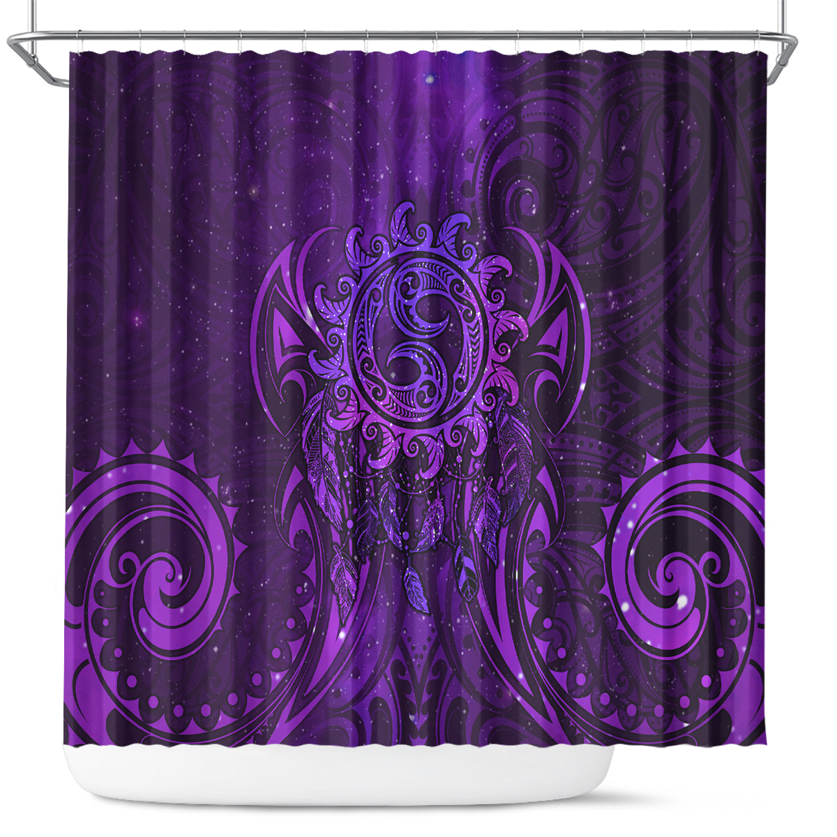 New Zealand Dream Catcher Shower Curtain Maori Koru Pattern Purple Version LT05 Purple - Polynesian Pride