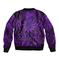 New Zealand Dream Catcher Sleeve Zip Bomber Jacket Maori Koru Pattern Purple Version
