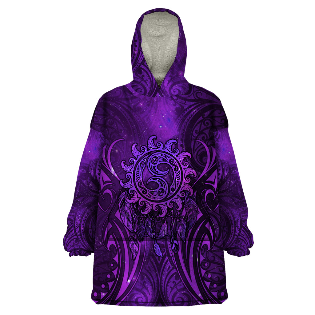 New Zealand Dream Catcher Wearable Blanket Hoodie Maori Koru Pattern Purple Version LT05 One Size Purple - Polynesian Pride