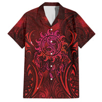 New Zealand Dream Catcher Family Matching Tank Maxi Dress and Hawaiian Shirt Maori Koru Pattern Red Version