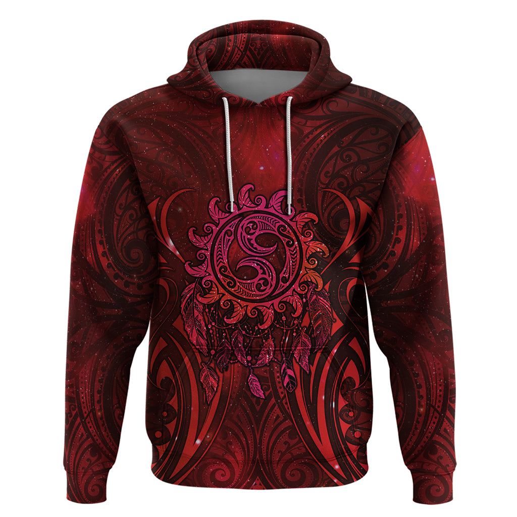 New Zealand Dream Catcher Hoodie Maori Koru Pattern Red Version LT05 Pullover Hoodie Red - Polynesian Pride