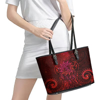 New Zealand Dream Catcher Leather Tote Bag Maori Koru Pattern Red Version