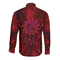 New Zealand Dream Catcher Long Sleeve Button Shirt Maori Koru Pattern Red Version