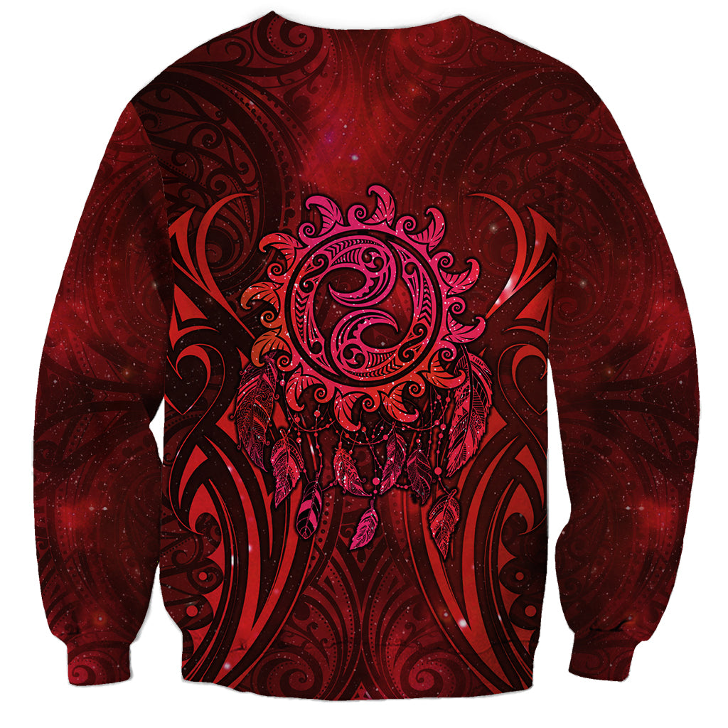 New Zealand Dream Catcher Sweatshirt Maori Koru Pattern Red Version LT05 - Polynesian Pride