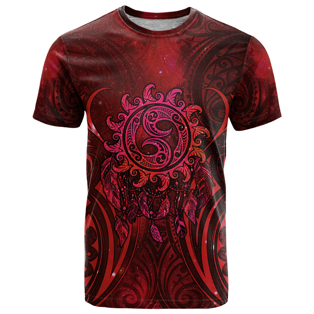 New Zealand Dream Catcher T Shirt Maori Koru Pattern Red Version LT05 Red - Polynesian Pride