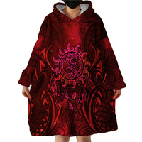 New Zealand Dream Catcher Wearable Blanket Hoodie Maori Koru Pattern Red Version