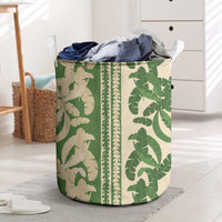 Hawaii Pua Kenikeni Lei Laundry Basket With Lau Maia Green LT05 Green - Polynesian Pride