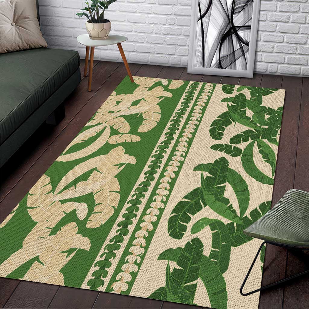 Hawaii Pua Kenikeni Lei Area Rug With Lau Maia Green