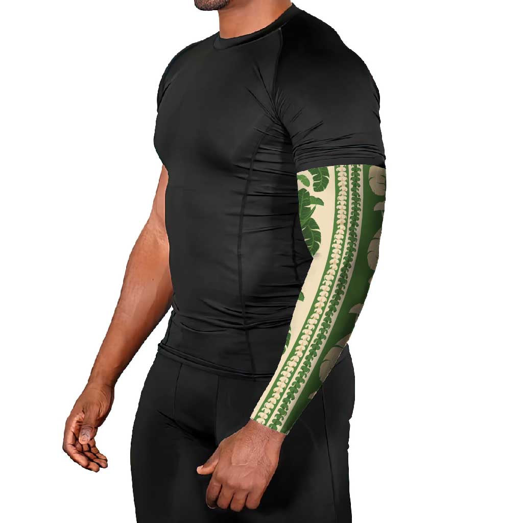 Hawaii Pua Kenikeni Lei Arm Sleeves With Lau Maia Green LT05 - Polynesian Pride