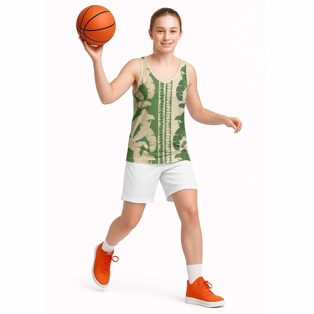 Hawaii Pua Kenikeni Lei Basketball Jersey With Lau Maia Green LT05 - Polynesian Pride